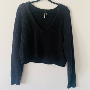 Free people crop sweater. Black. Size small.